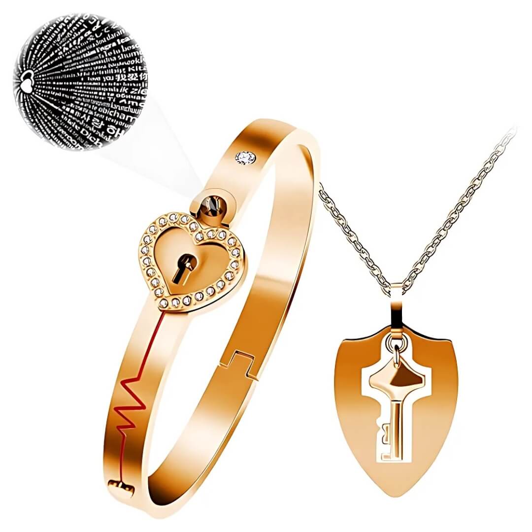 Set de Amor 🔐 Collar + Pulsera con Proyección "Te Amo" | Personalizado - Joyería Sarai
