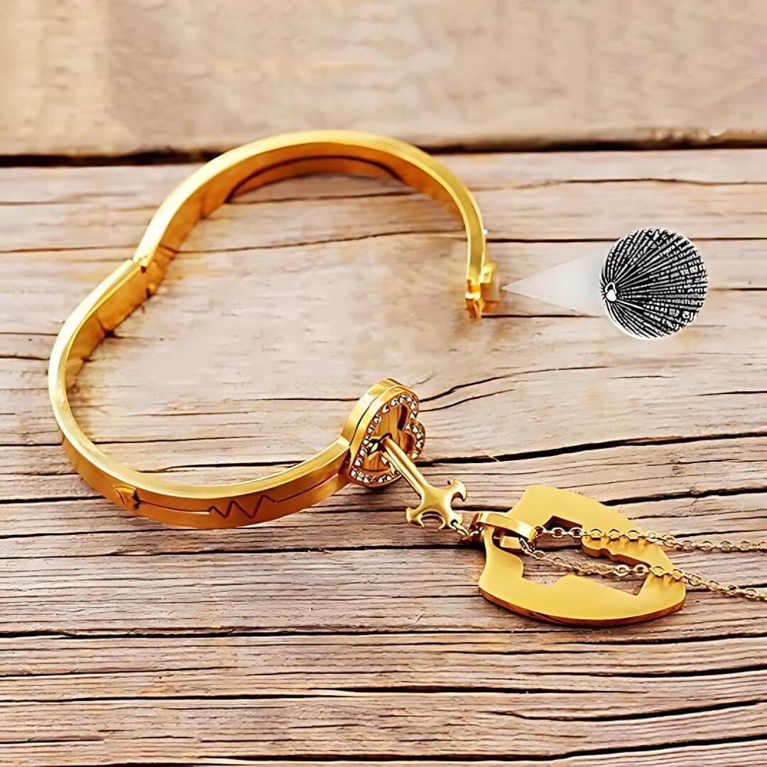 Set de Amor 🔐 Collar + Pulsera con Proyección "Te Amo" | Personalizado - Joyería Sarai