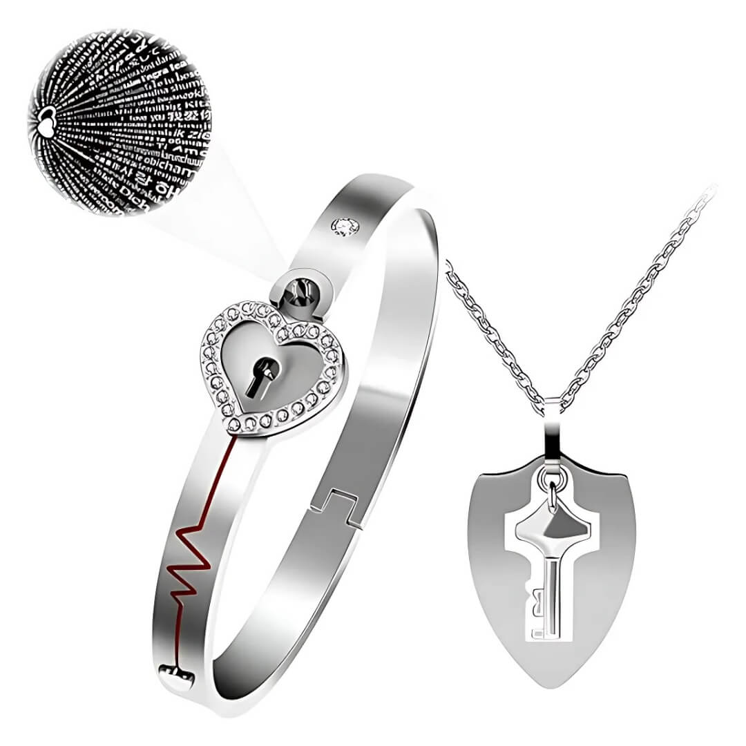 Set de Amor 🔐 Collar + Pulsera con Proyección "Te Amo" | Personalizado - Joyería Sarai