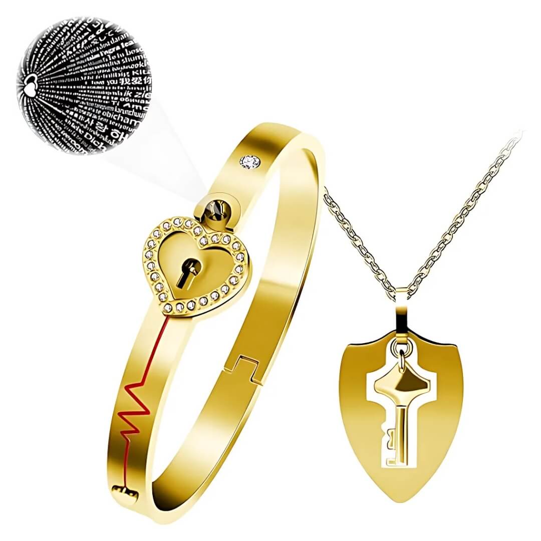 Set de Amor 🔐 Collar + Pulsera con Proyección "Te Amo" | Personalizado - Joyería Sarai